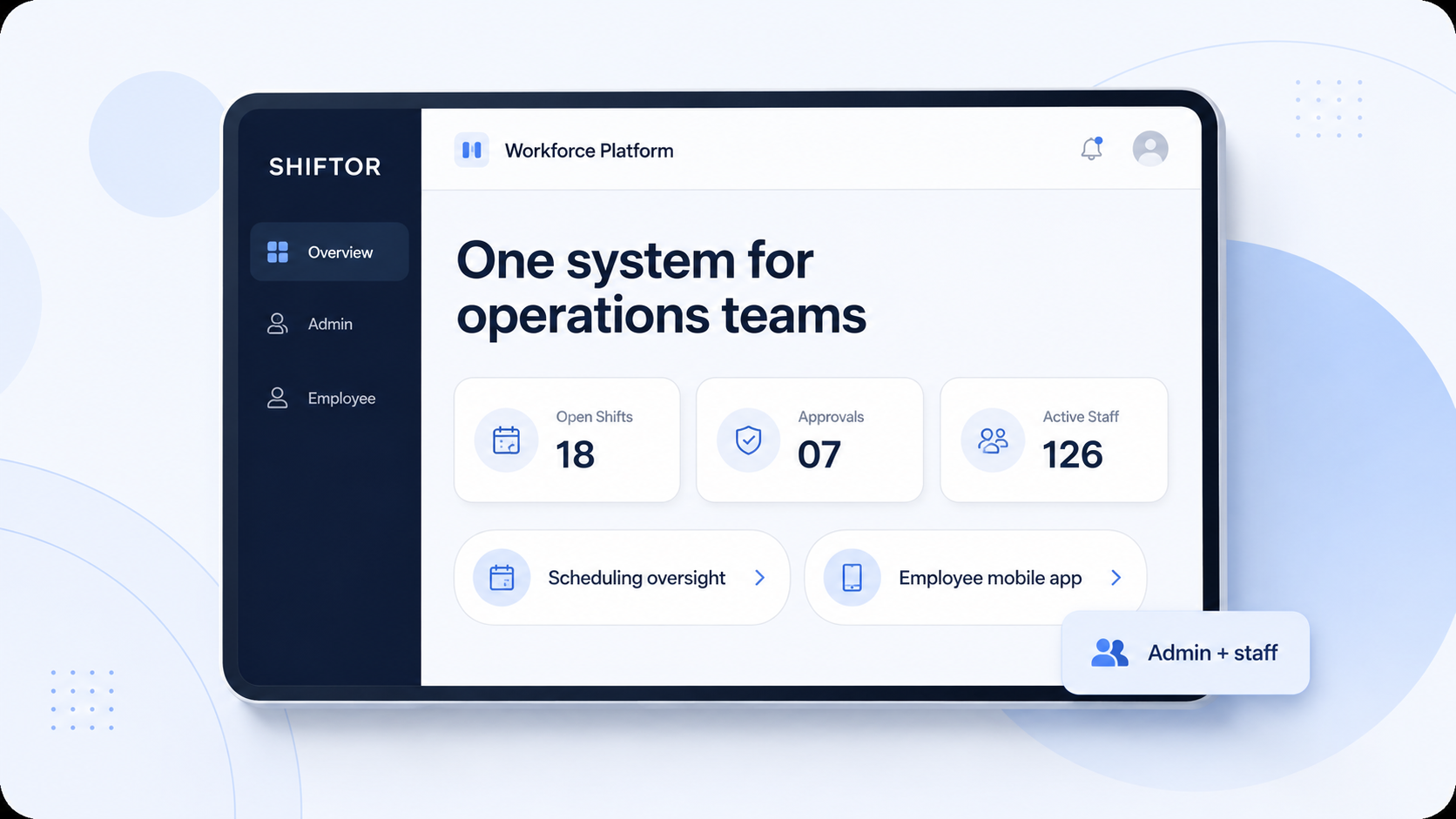 Shiftor interface preview
